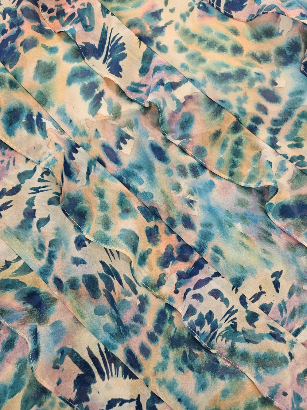 NWT Steve Madden Colorful Summer Dress Size 2 Blue Pink Feminine Ruffle Vacation - Picture 3 of 8